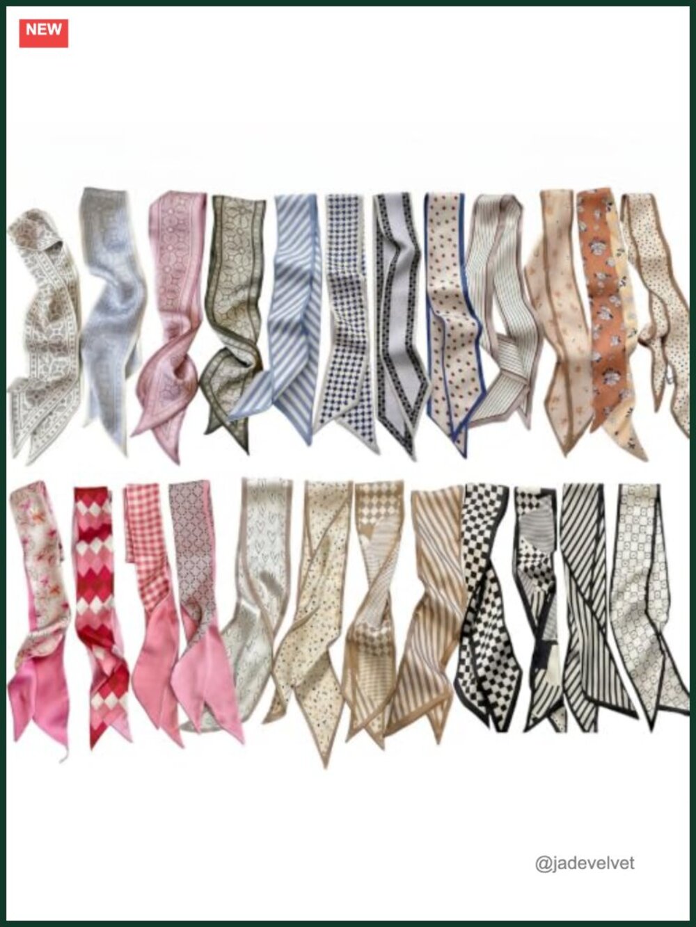6/24 Pcs Purse Scarves for Women - Skinny Silk Hair Scarf for Handbags, Neck,